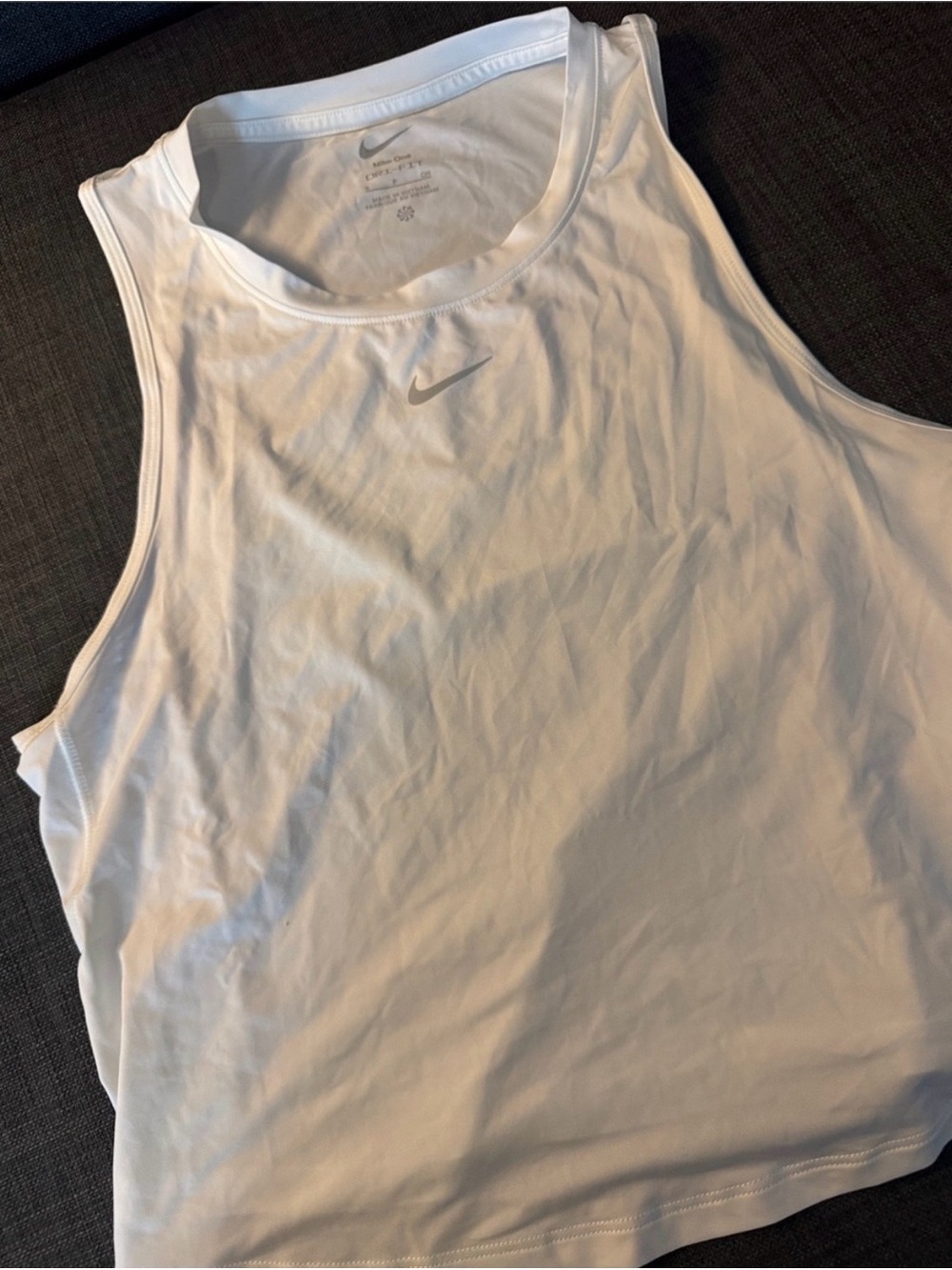 Nike White Women’s Athletic Tank with Silver Swoosh